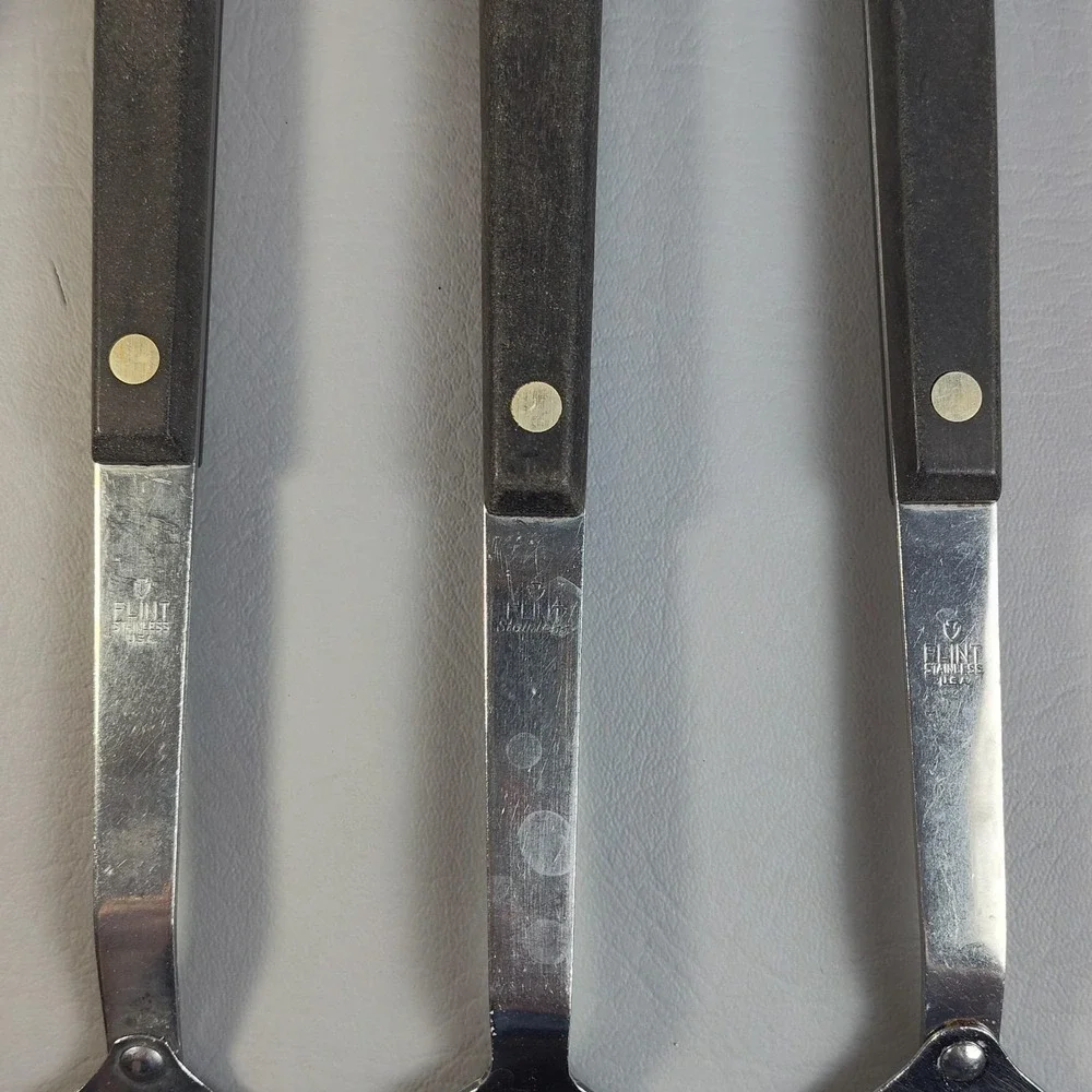 Vintage FLINT ARROWHEAD Stainless Steel Utensils SET Of 8 USA Spatula Spoons